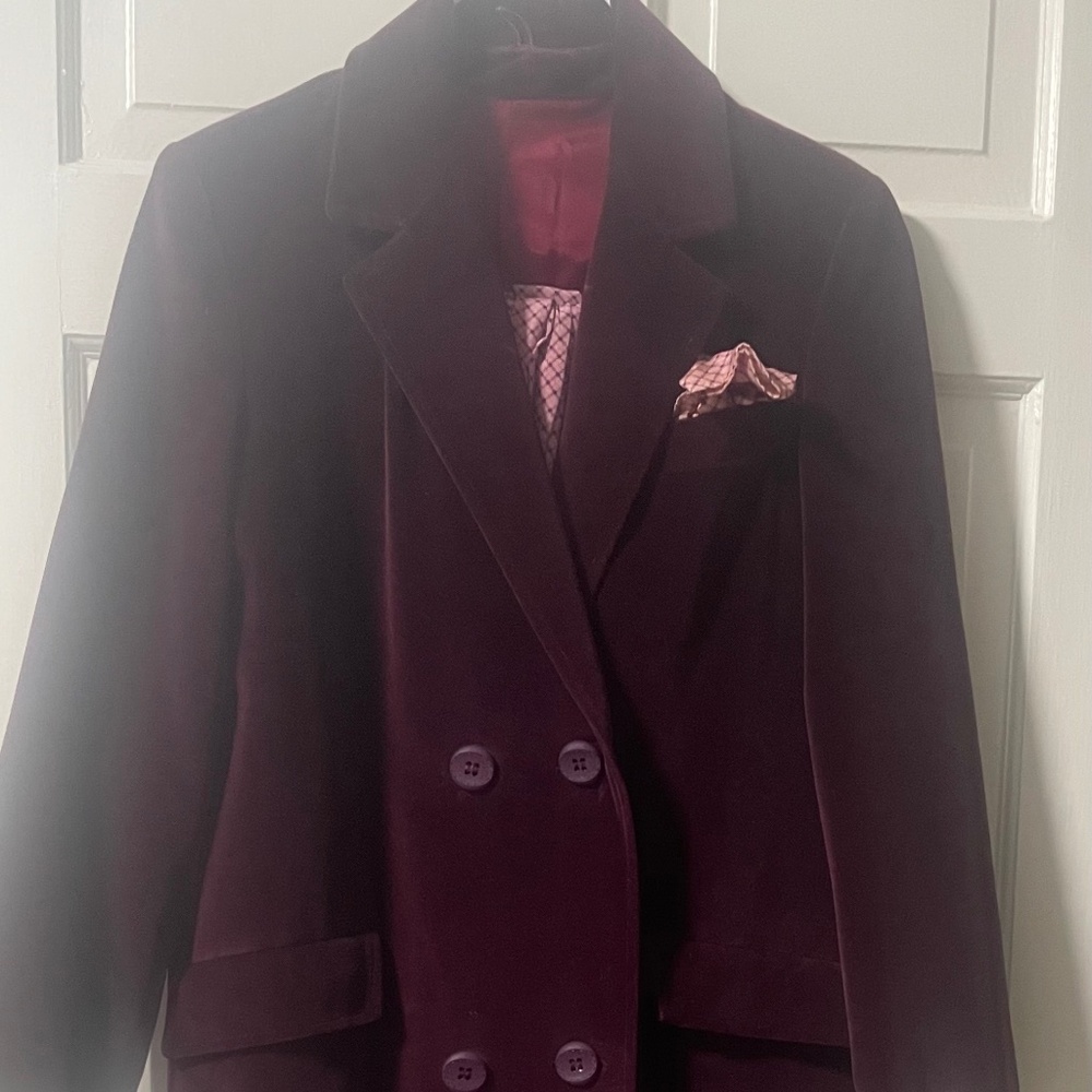 Classic double-breasted velvet women's evening coat